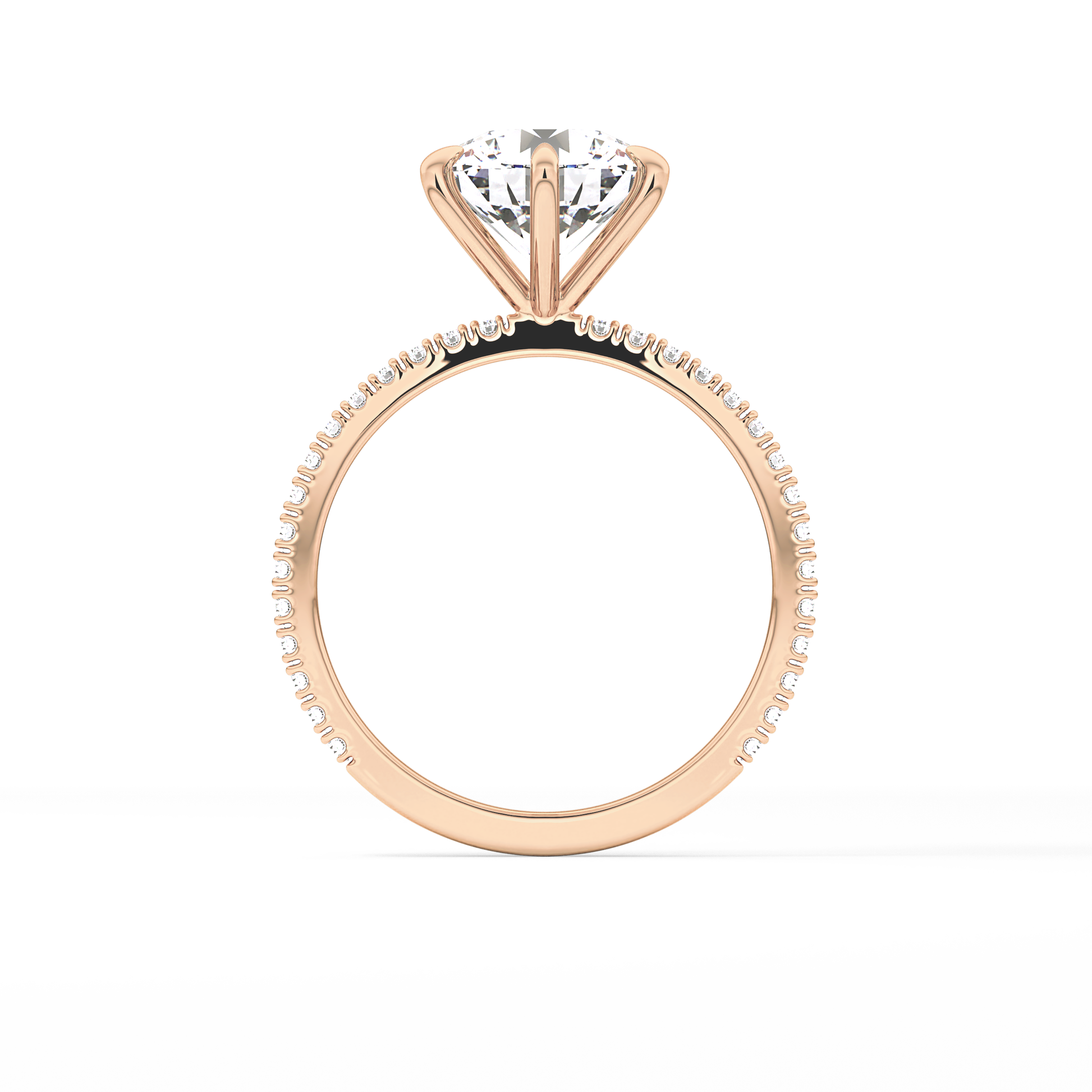 Round Pave Lab Grown Diamond Engagement Ring
