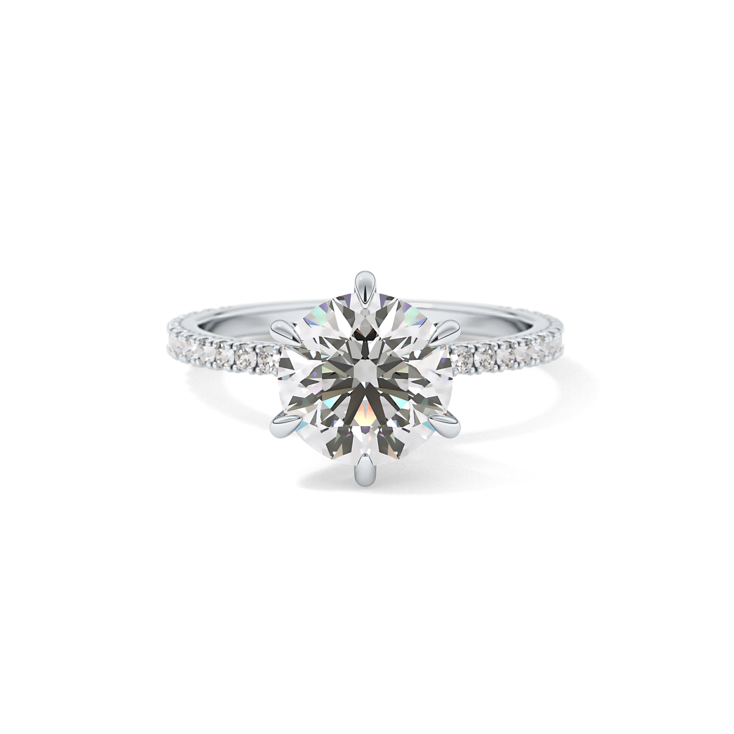 Round Pave Lab Grown Diamond Engagement Ring