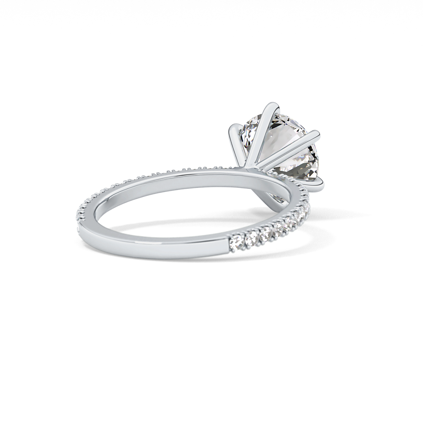 Round Pave Lab Grown Diamond Engagement Ring