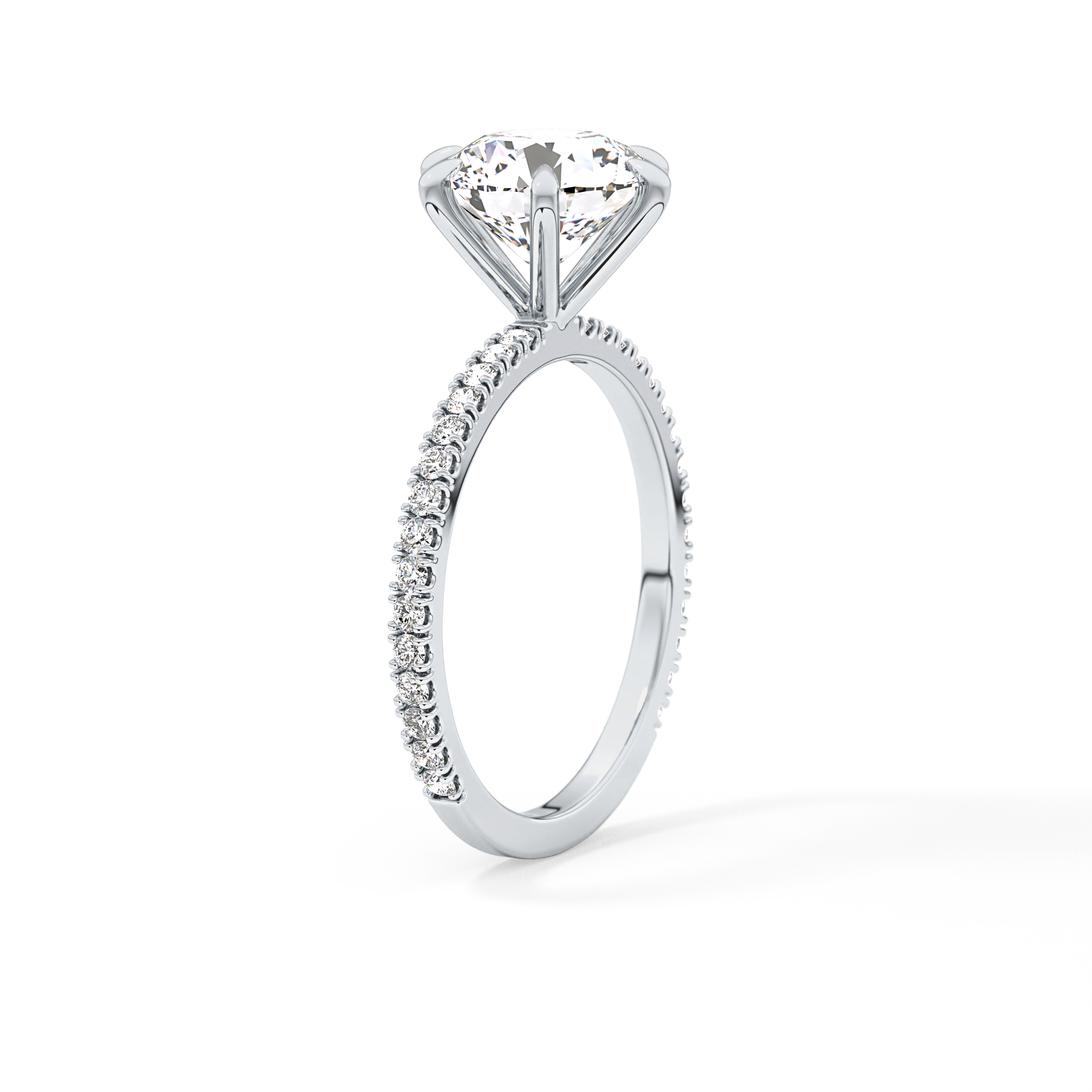 Round Pave Lab Grown Diamond Engagement Ring