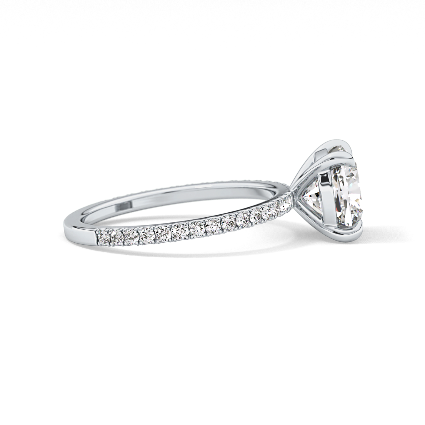 Cushion Pave Lab Grown Diamond Engagement Ring