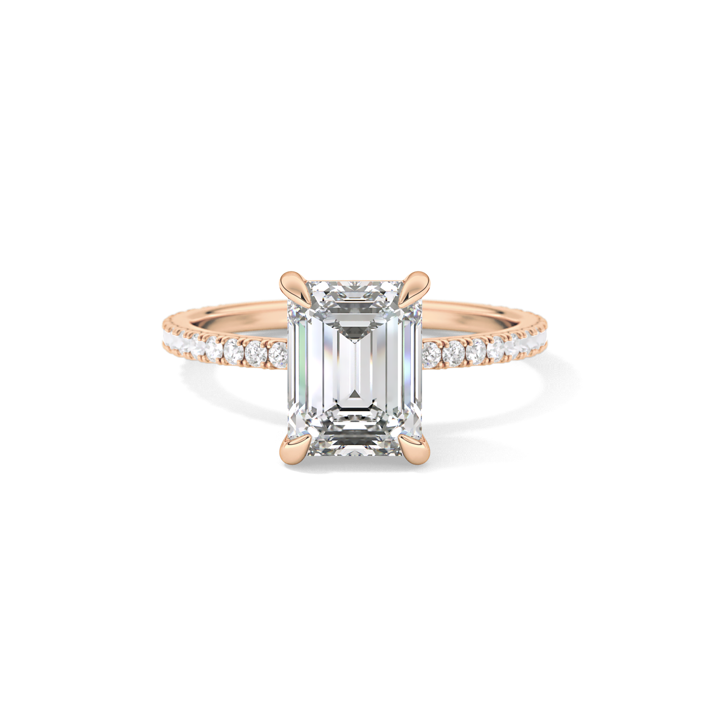 Emerald Pave Lab Grown Diamond Engagement Ring