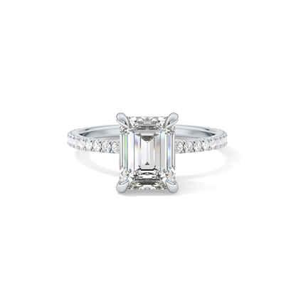Emerald Pave Lab Grown Diamond Engagement Ring