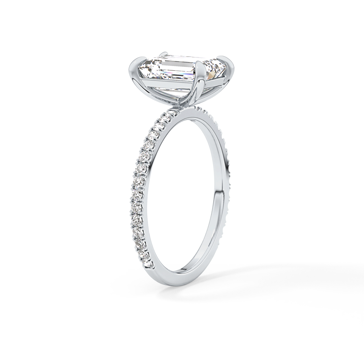 Emerald Pave Lab Grown Diamond Engagement Ring