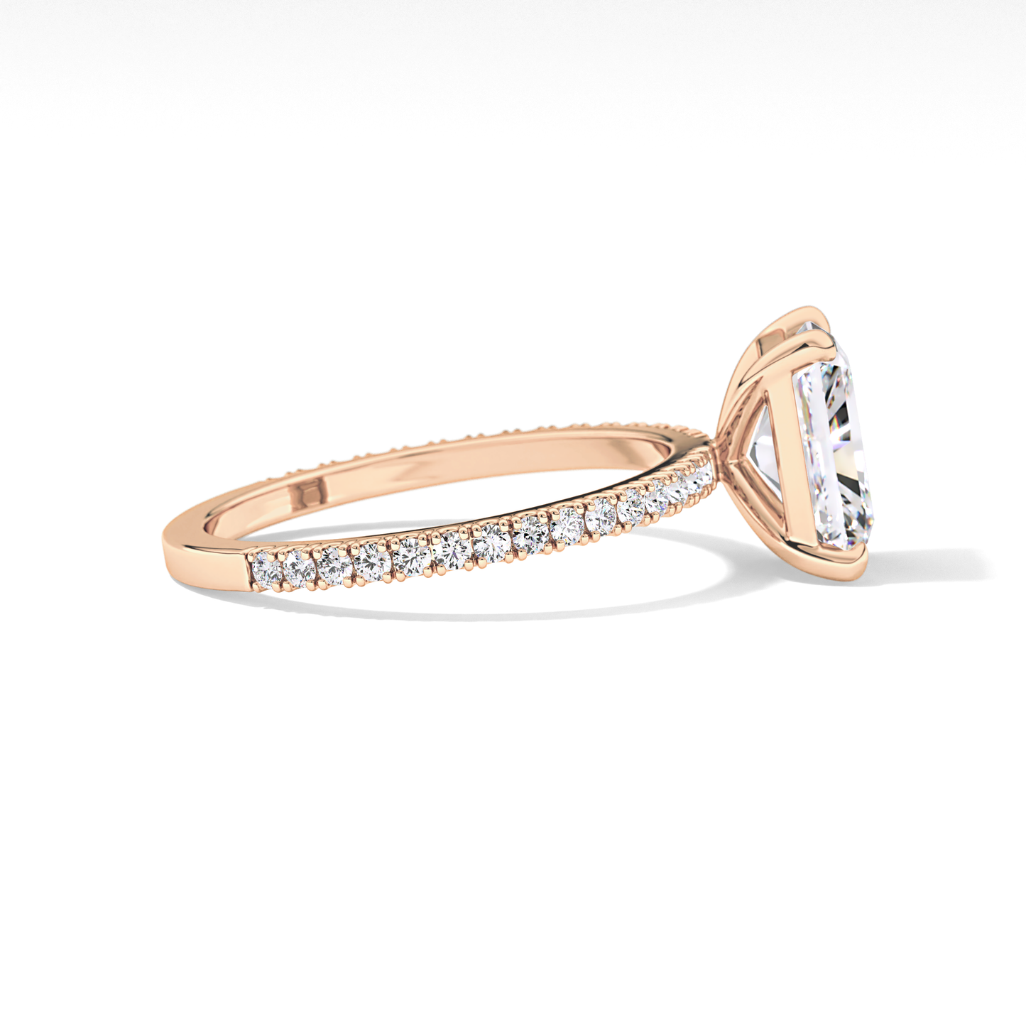 Radiant Pave Lab Grown Lab Grown Diamond Engagement Ring