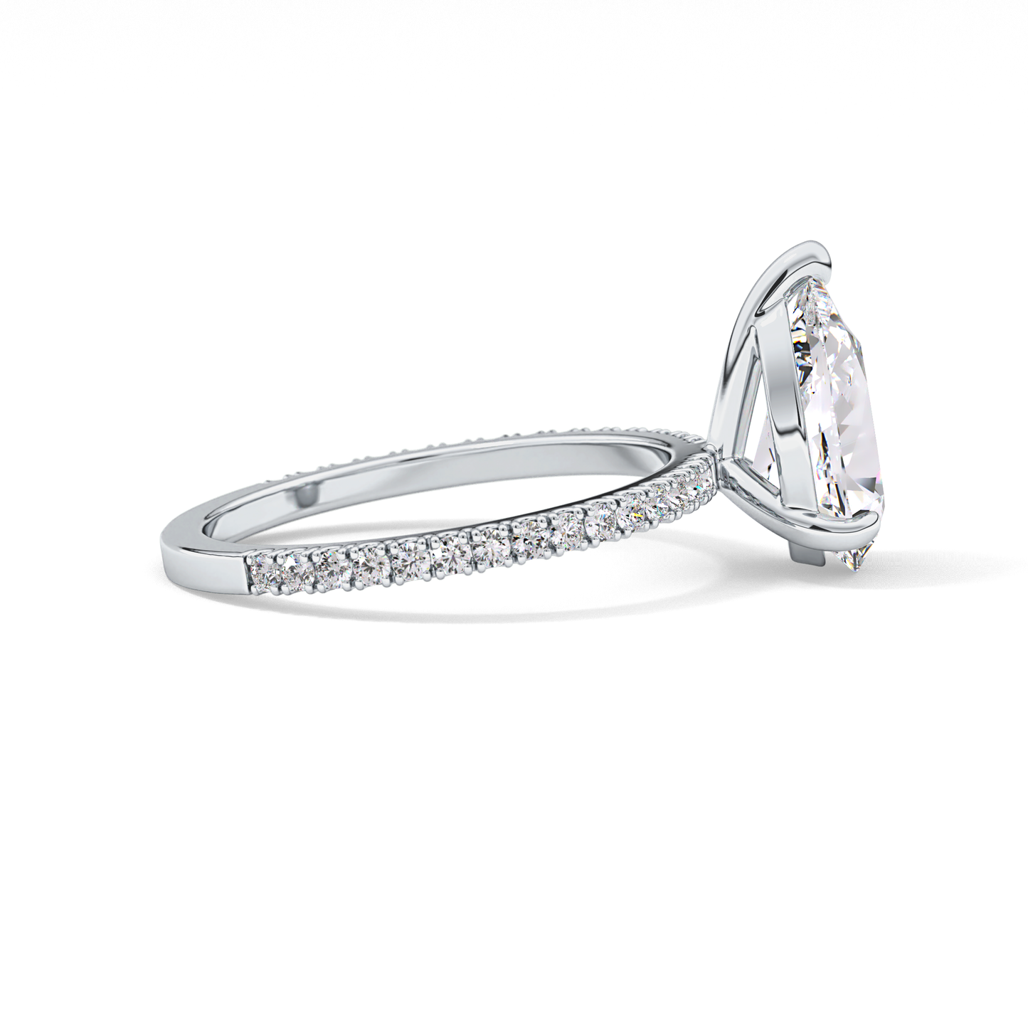 Pear Pave Lab Grown Diamond Engagement Ring