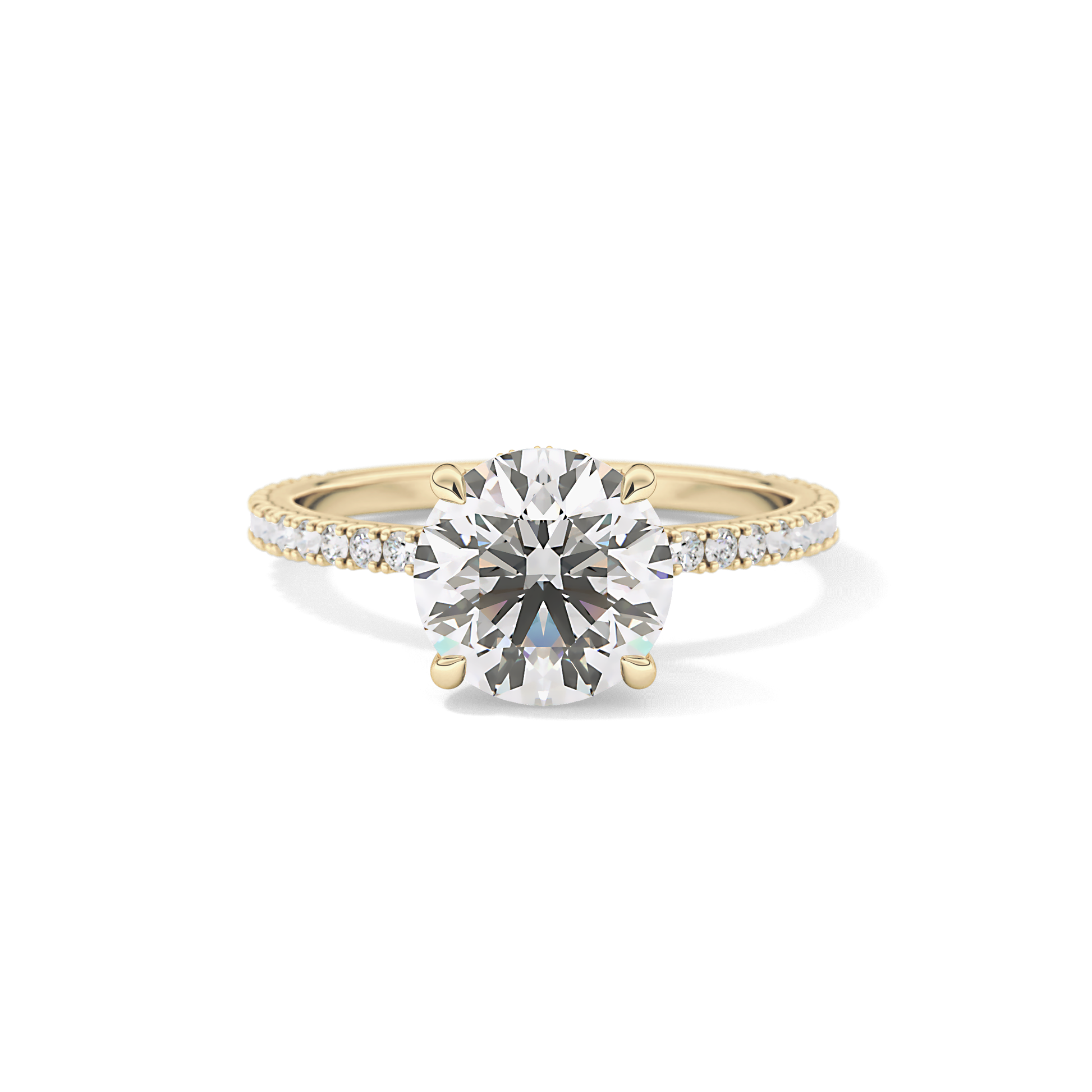 Round Pave Lab Grown Diamomd Engagement Ring
