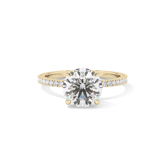 Round Pave Lab Grown Diamomd Engagement Ring