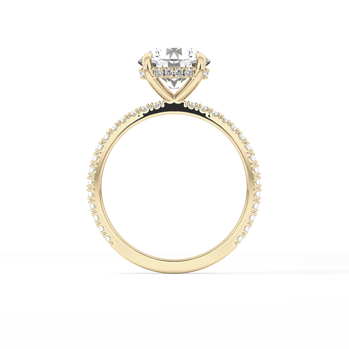 Round Pave Lab Grown Diamomd Engagement Ring