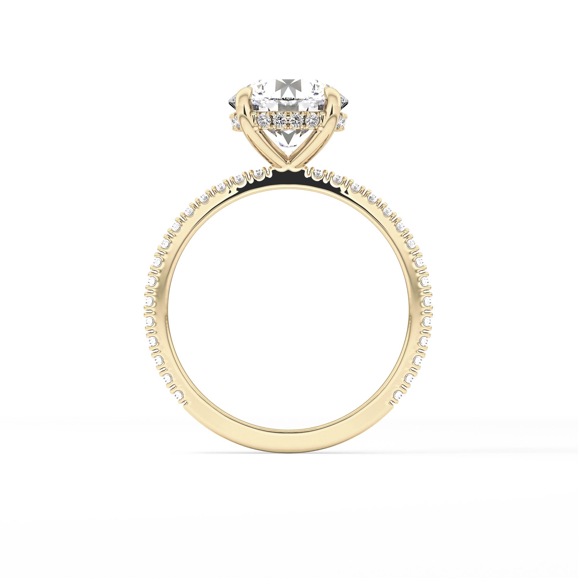 Round Pave Lab Grown Diamomd Engagement Ring