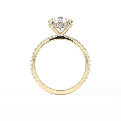 Round Pave Lab Grown Diamomd Engagement Ring