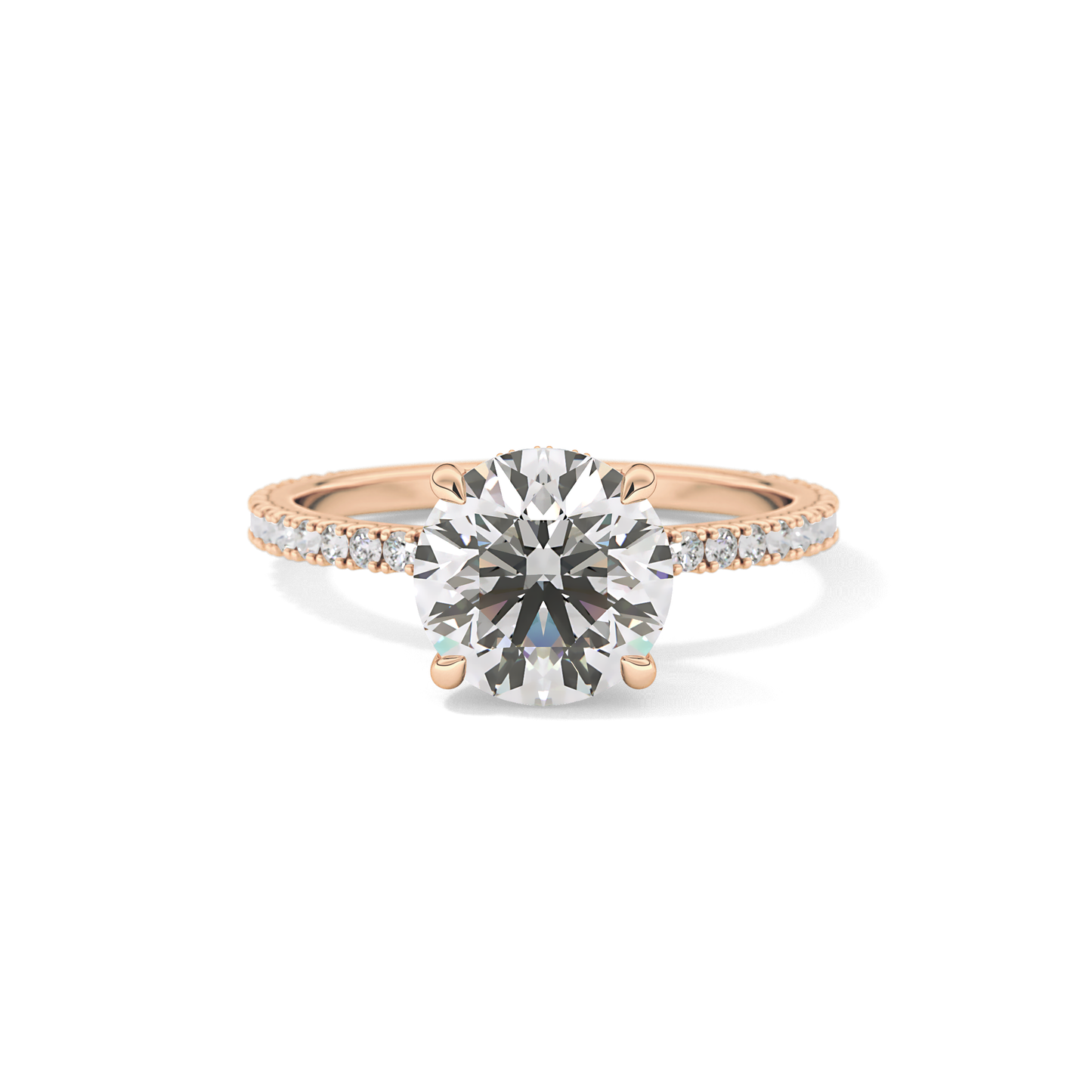 Round Pave Lab Grown Diamomd Engagement Ring