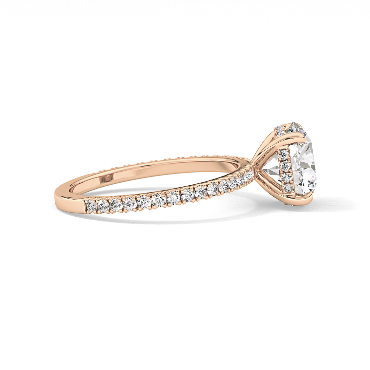 Round Pave Lab Grown Diamomd Engagement Ring