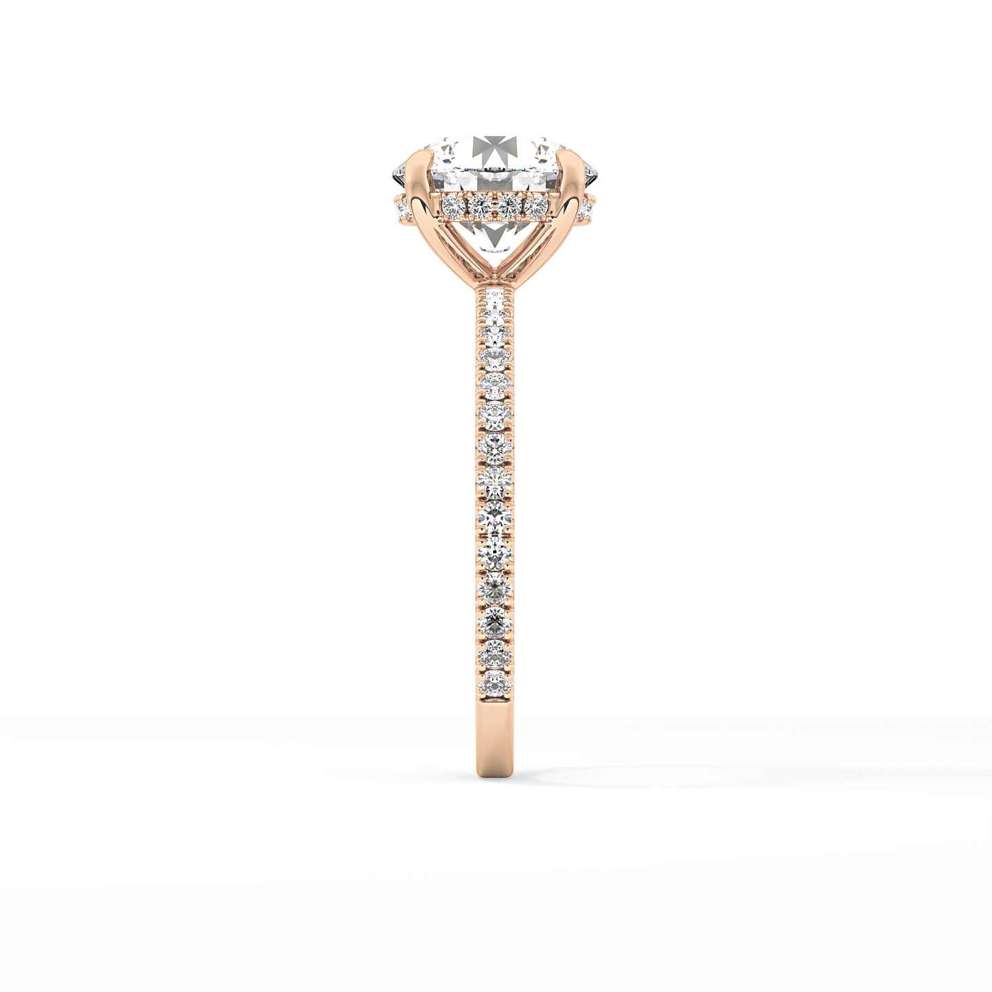 Round Pave Lab Grown Diamomd Engagement Ring