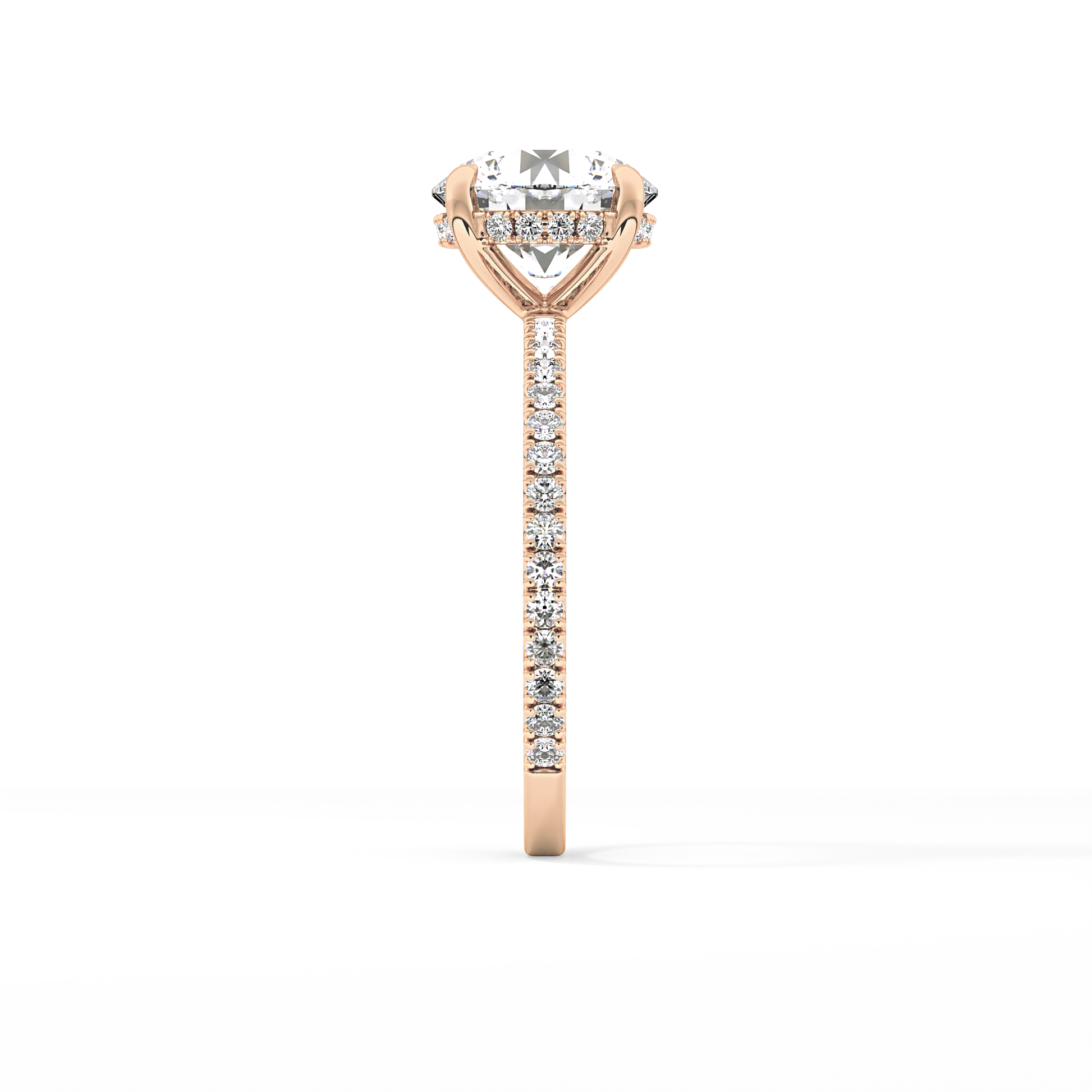 Round Pave Lab Grown Diamomd Engagement Ring