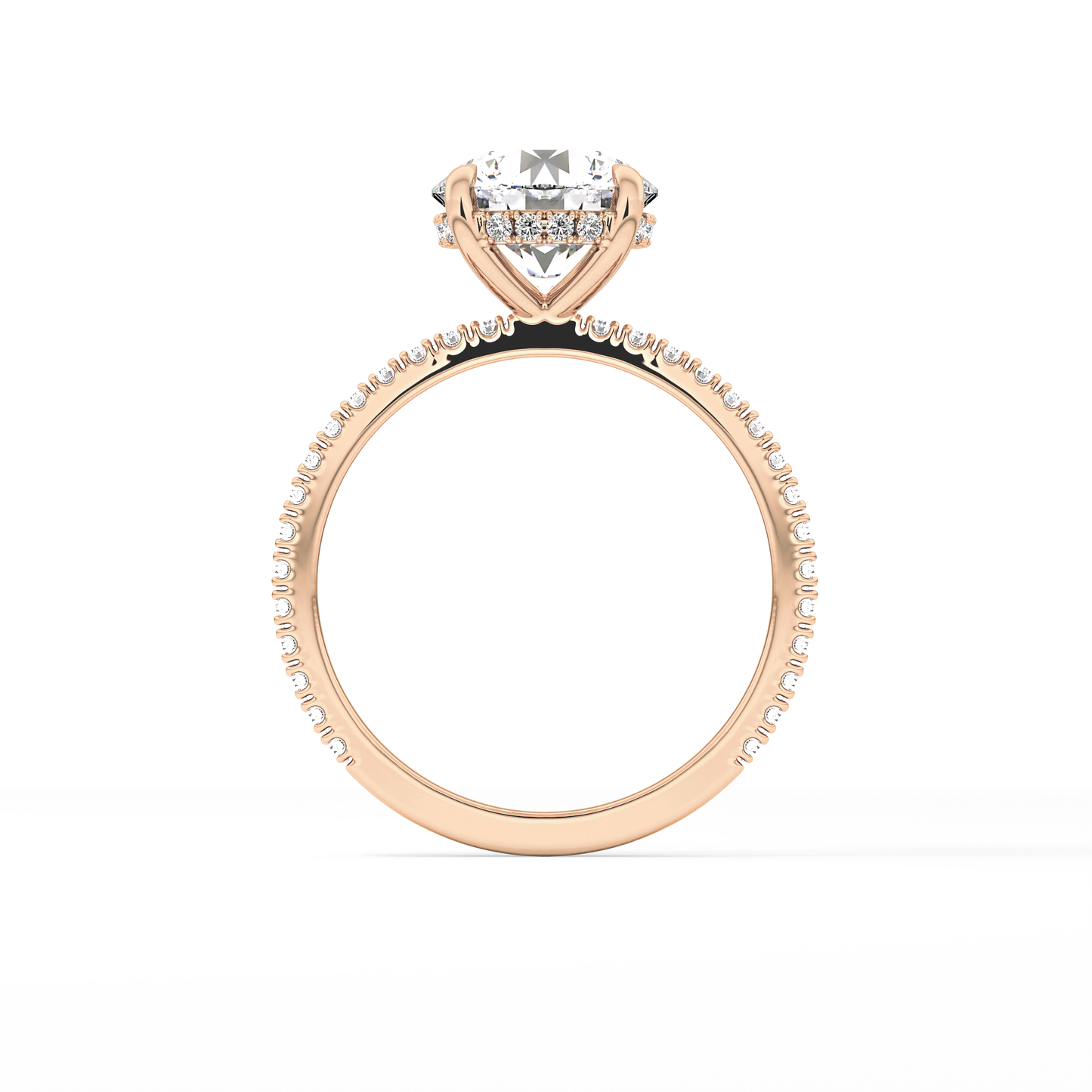 Round Pave Lab Grown Diamomd Engagement Ring