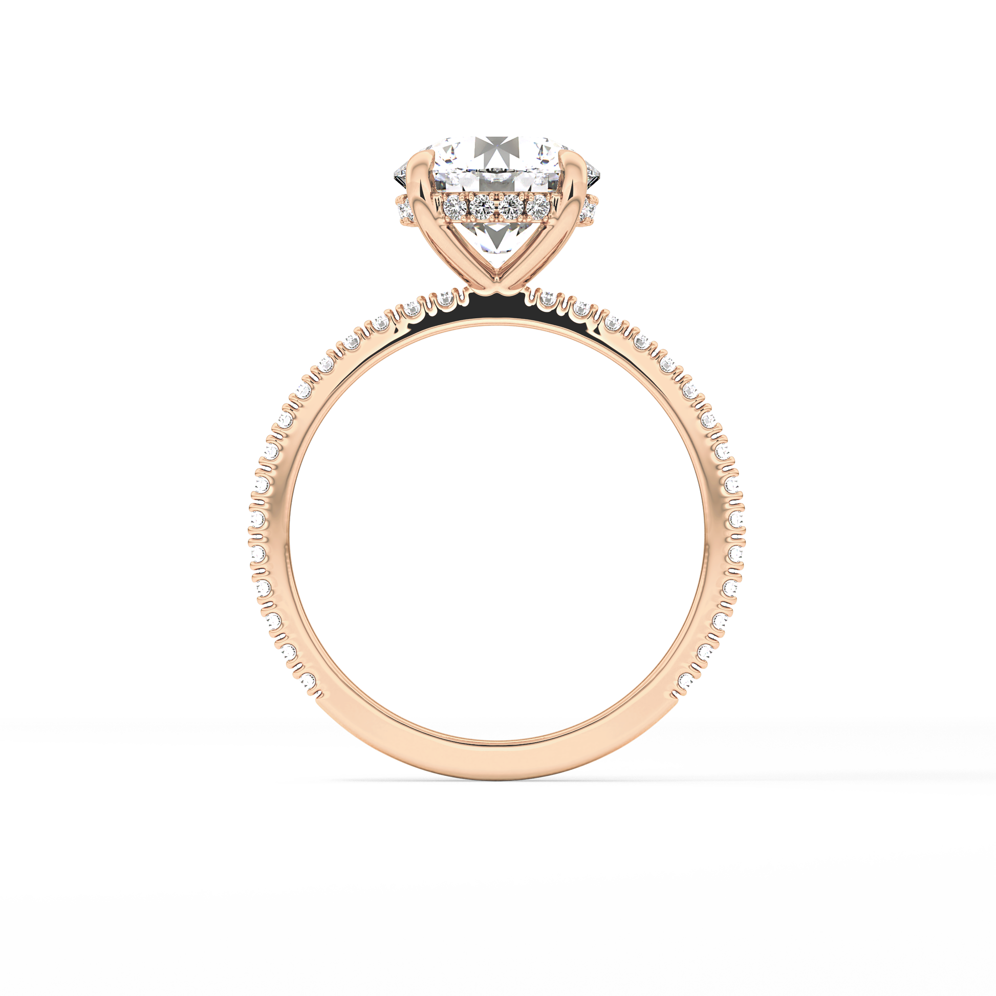 Round Pave Lab Grown Diamomd Engagement Ring