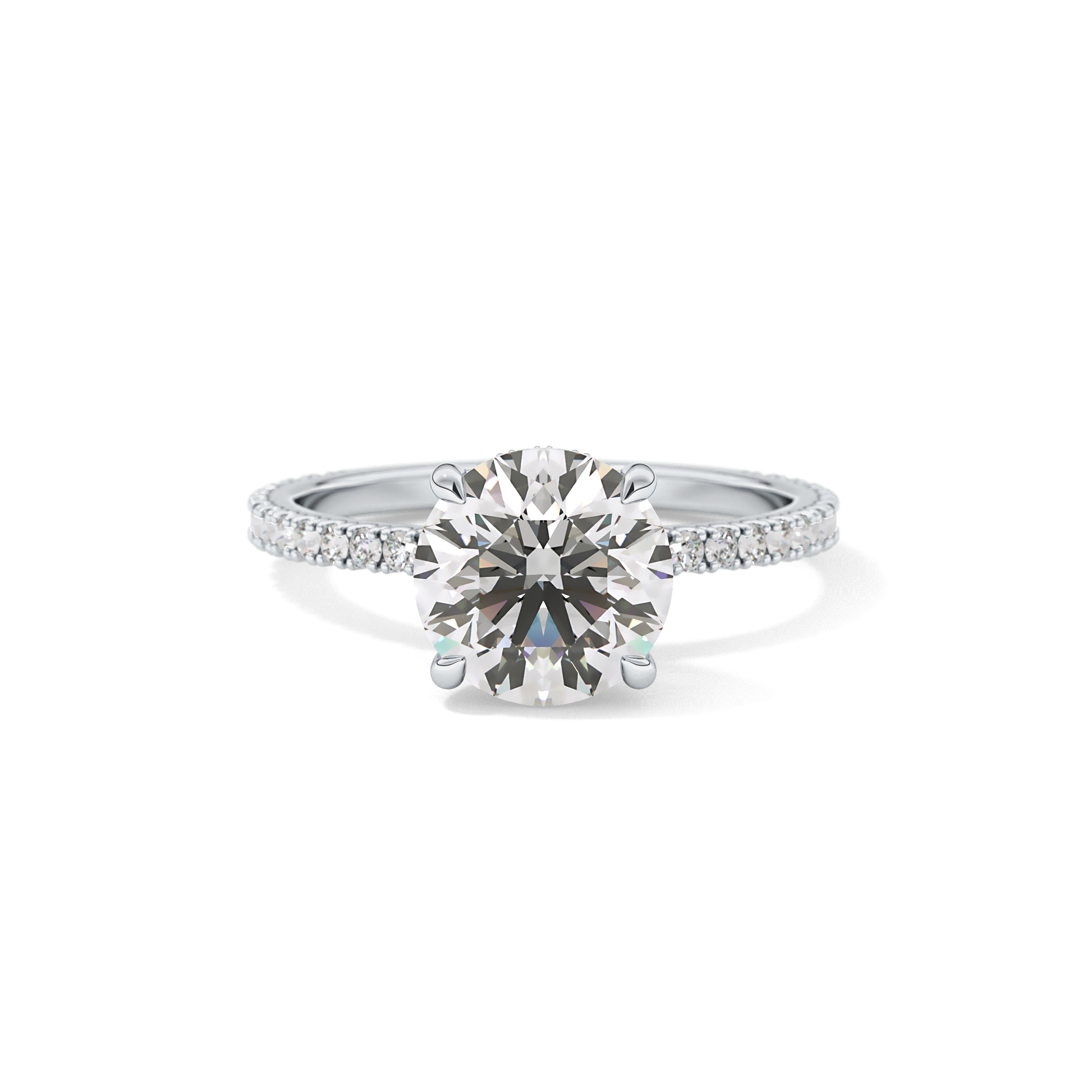 Round Pave Lab Grown Diamomd Engagement Ring