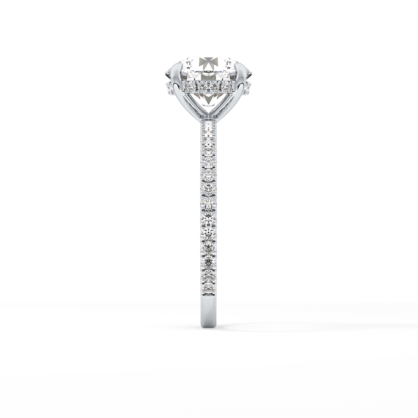 Round Pave Lab Grown Diamomd Engagement Ring