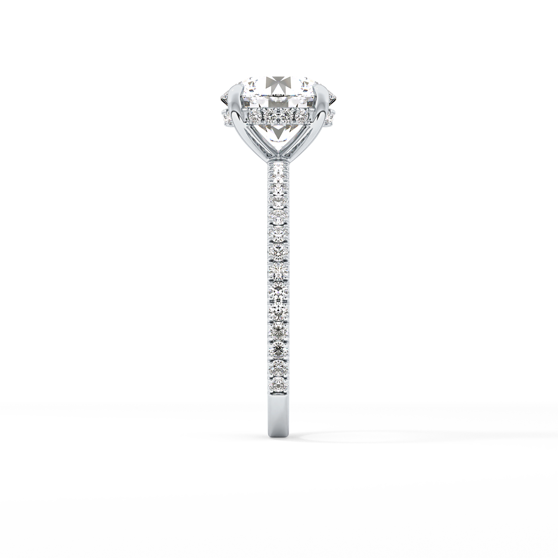 Round Pave Lab Grown Diamomd Engagement Ring