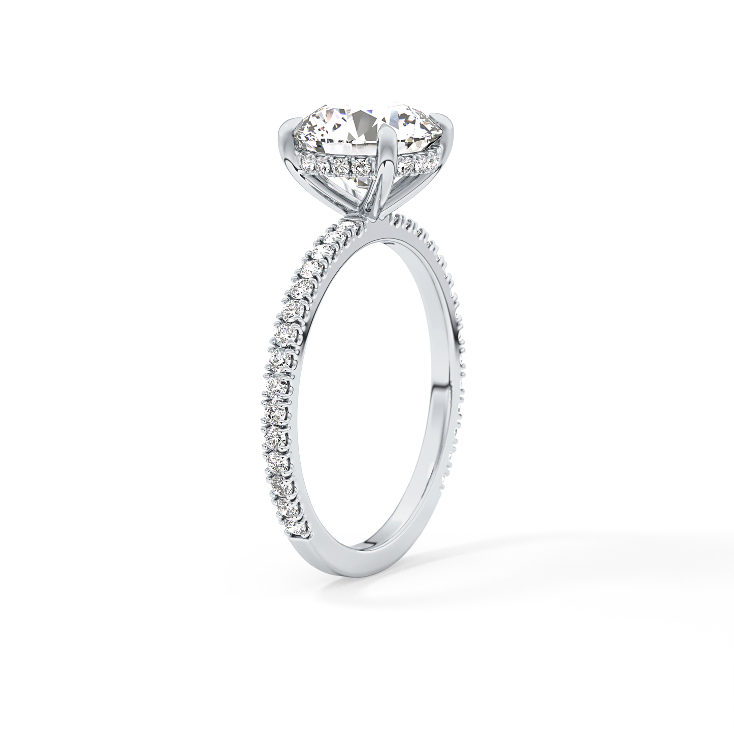 Round Pave Lab Grown Diamomd Engagement Ring