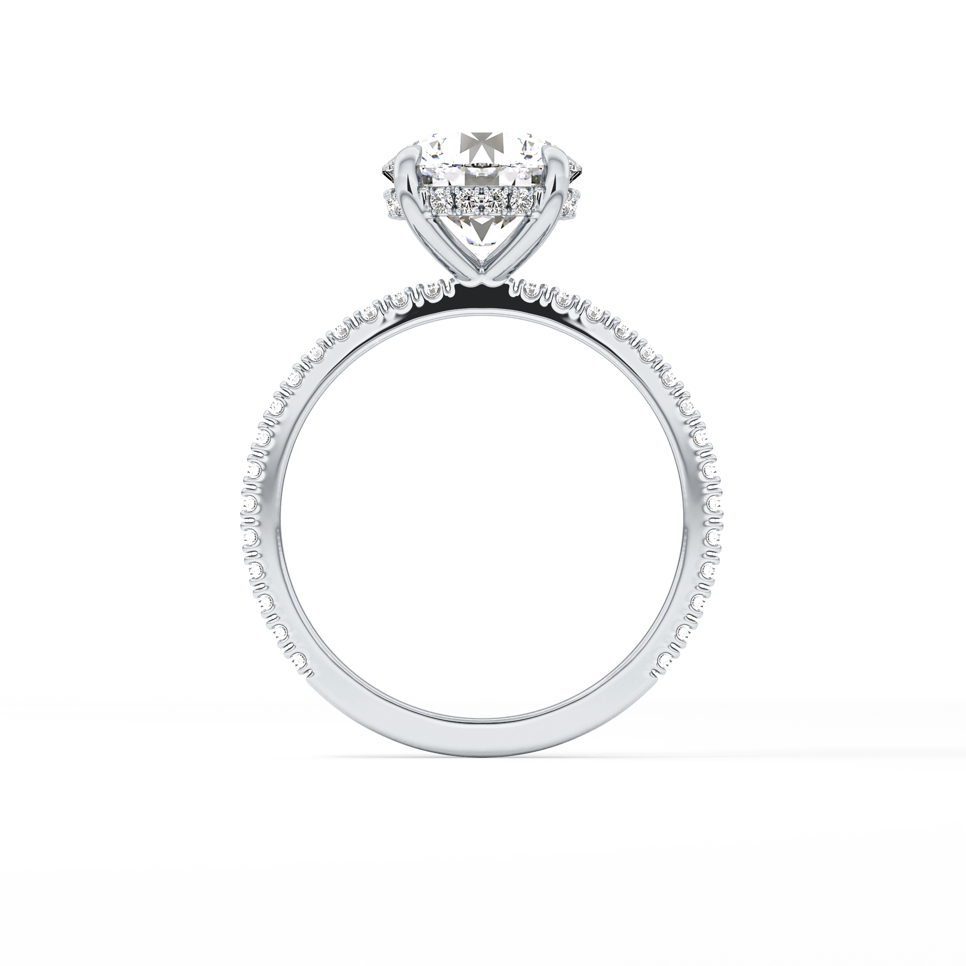 Round Pave Lab Grown Diamomd Engagement Ring
