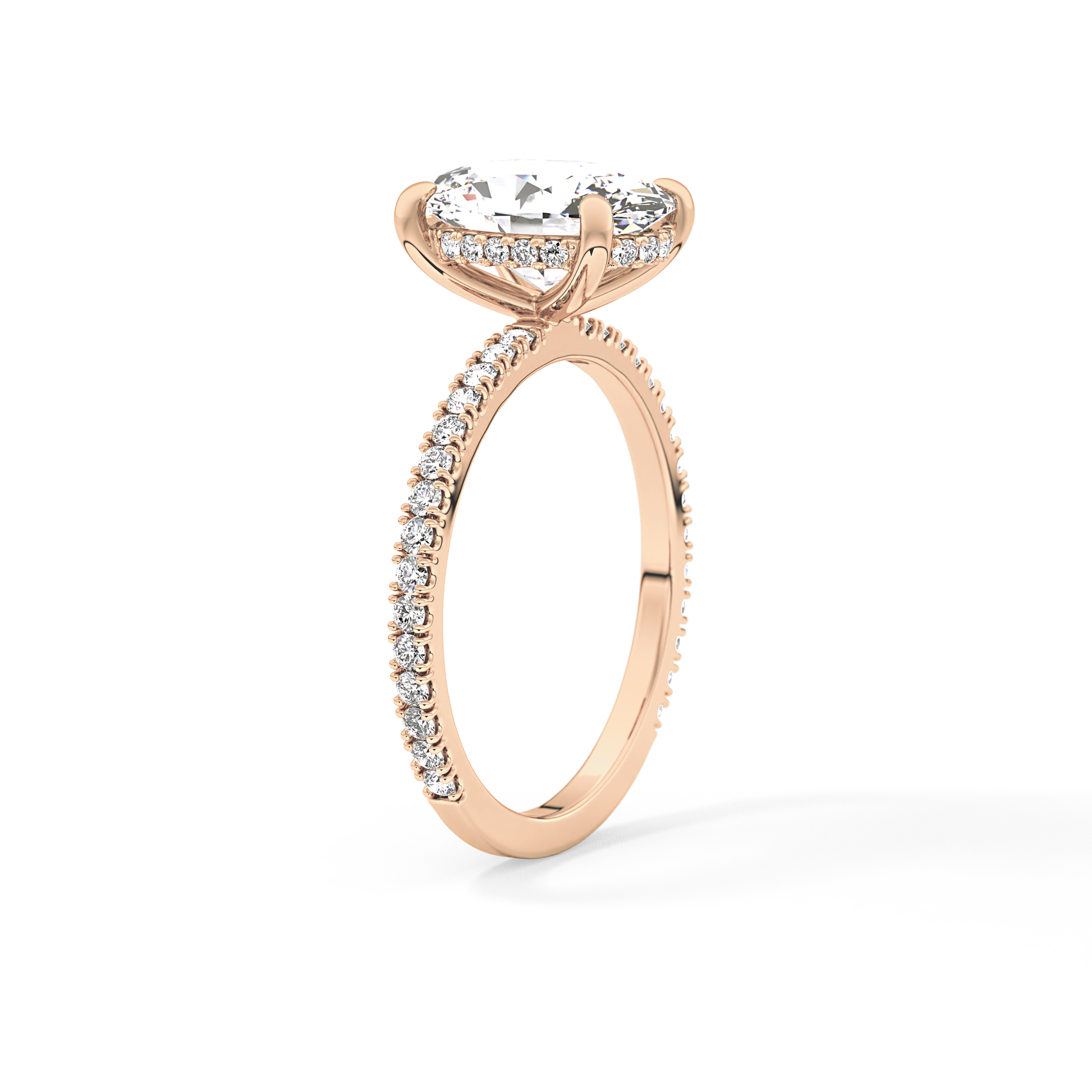 Oval Pave Lab Grown Diamond Engagement Ring