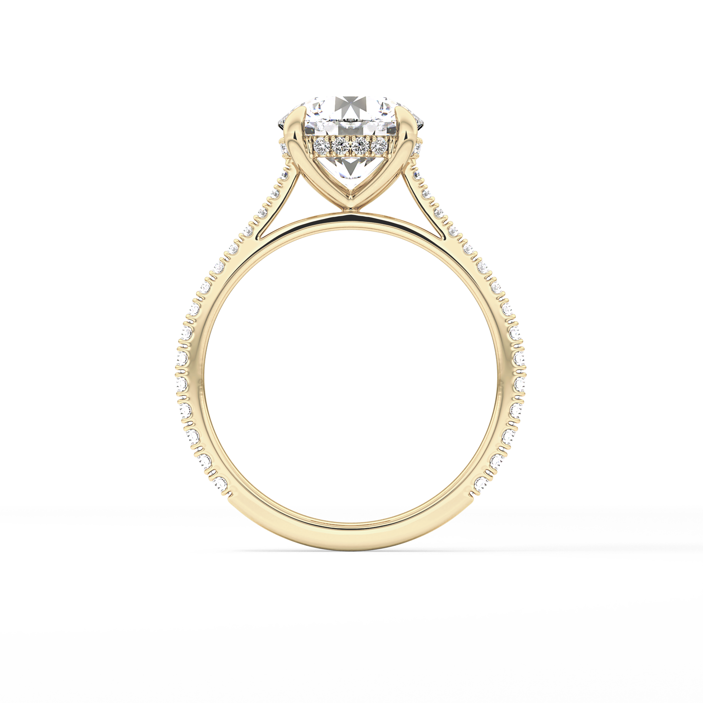 Round Pave Lab Grown Diamond Engagement Ring