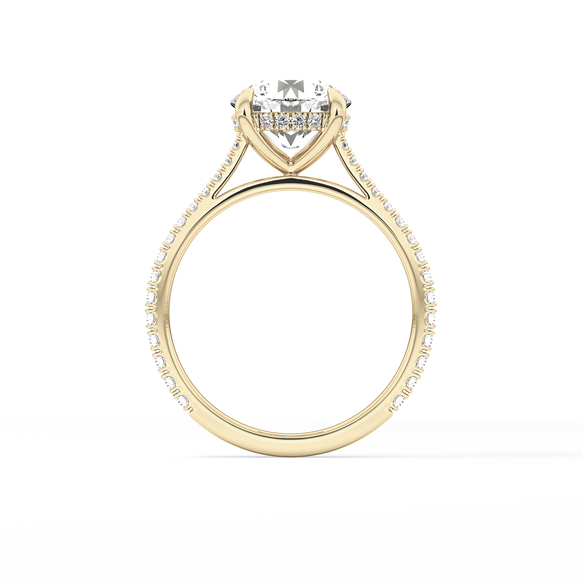Round Pave Lab Grown Diamond Engagement Ring