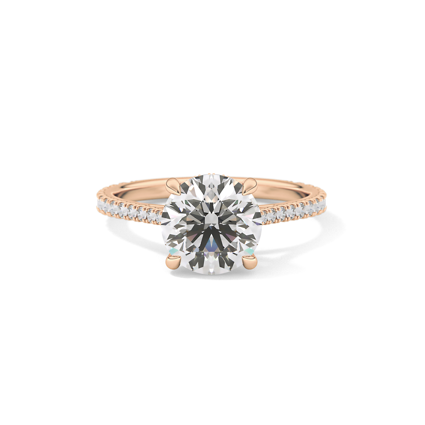 Round Pave Lab Grown Diamond Engagement Ring