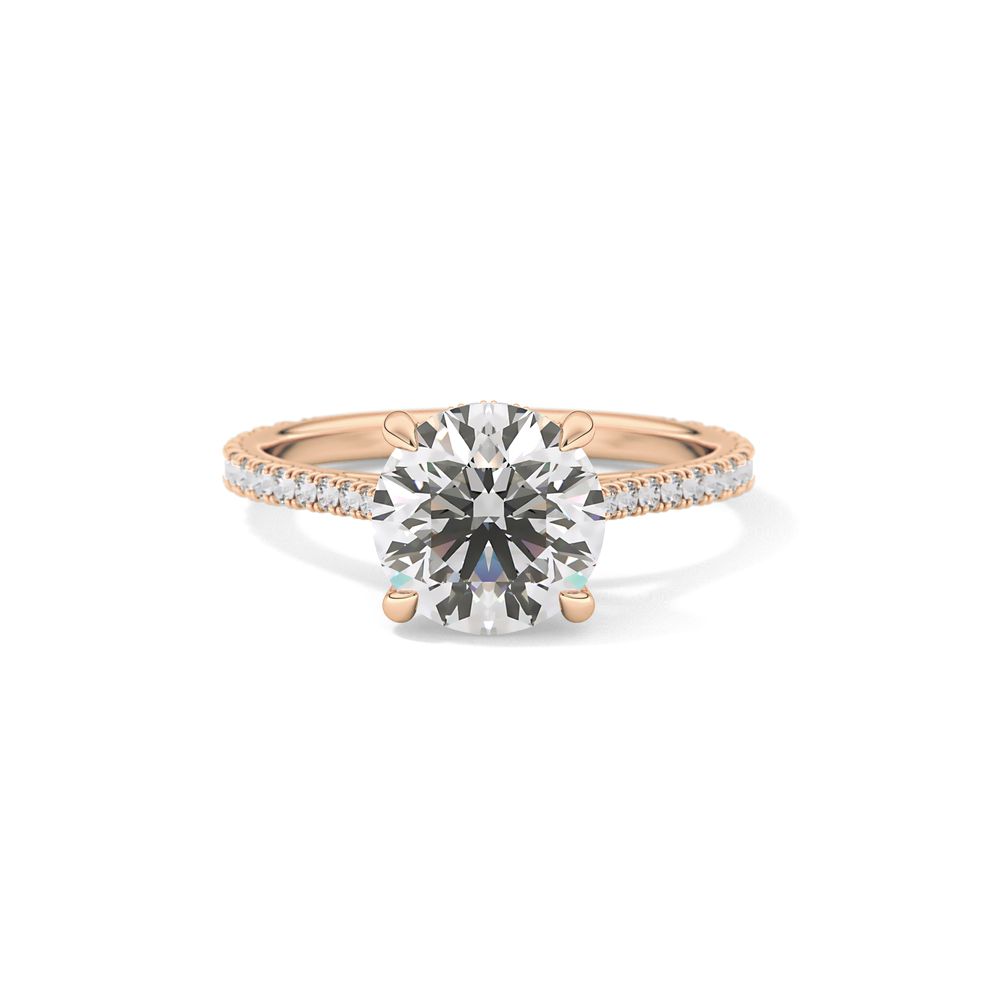 Round Pave Lab Grown Diamond Engagement Ring