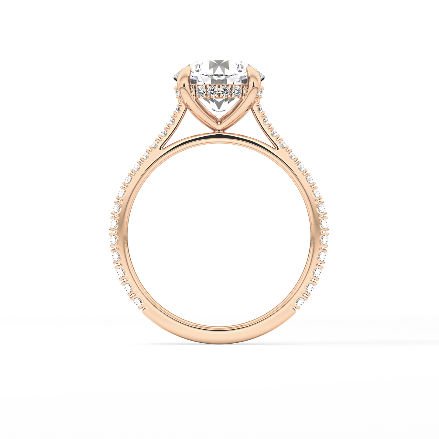 Round Pave Lab Grown Diamond Engagement Ring