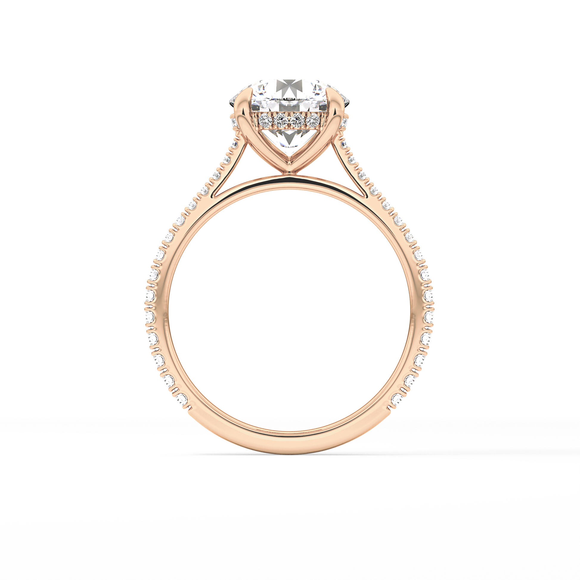 Round Pave Lab Grown Diamond Engagement Ring