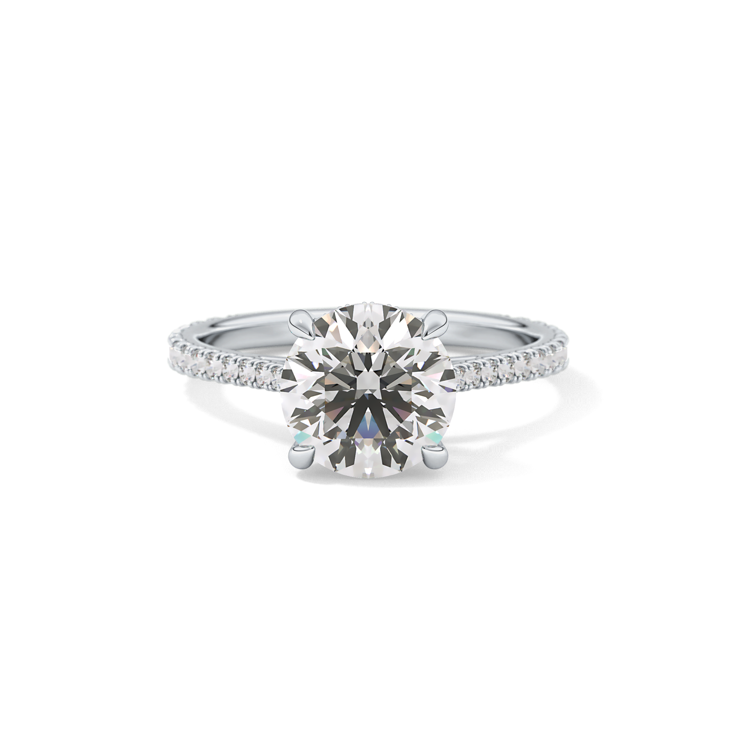 Round Pave Lab Grown Diamond Engagement Ring