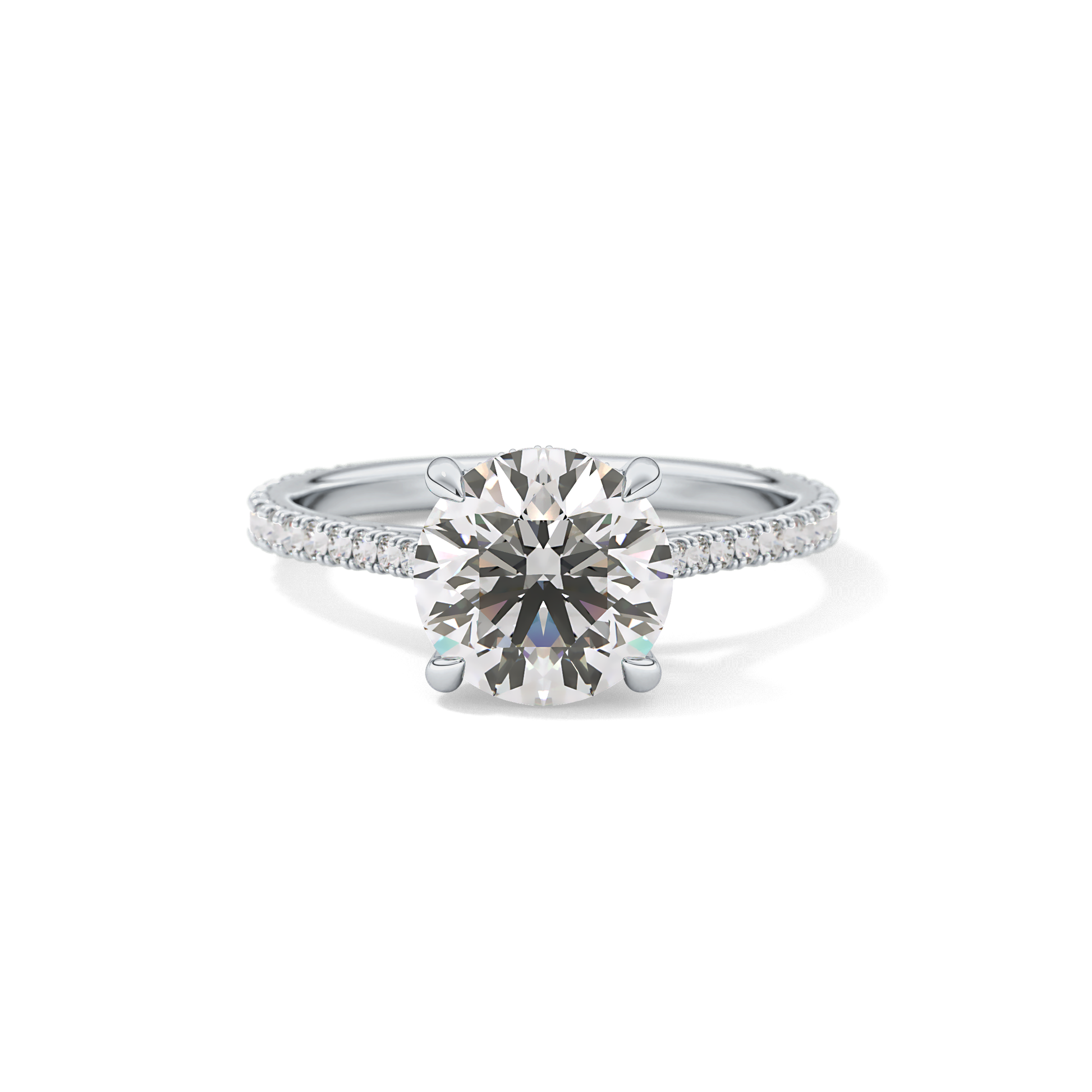 Round Pave Lab Grown Diamond Engagement Ring