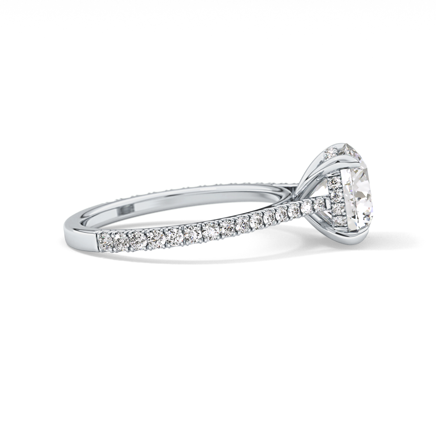 Round Pave Lab Grown Diamond Engagement Ring