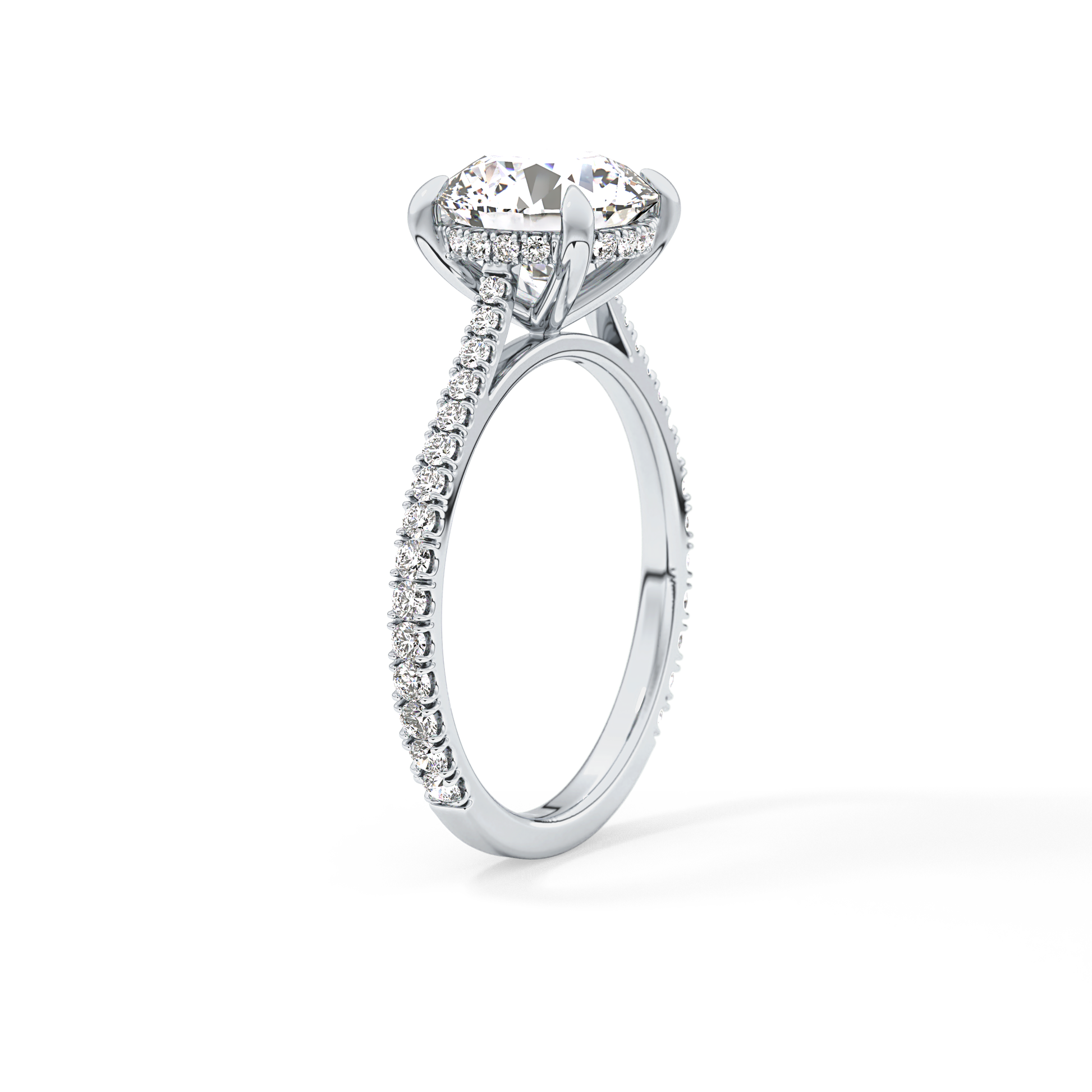 Round Pave Lab Grown Diamond Engagement Ring