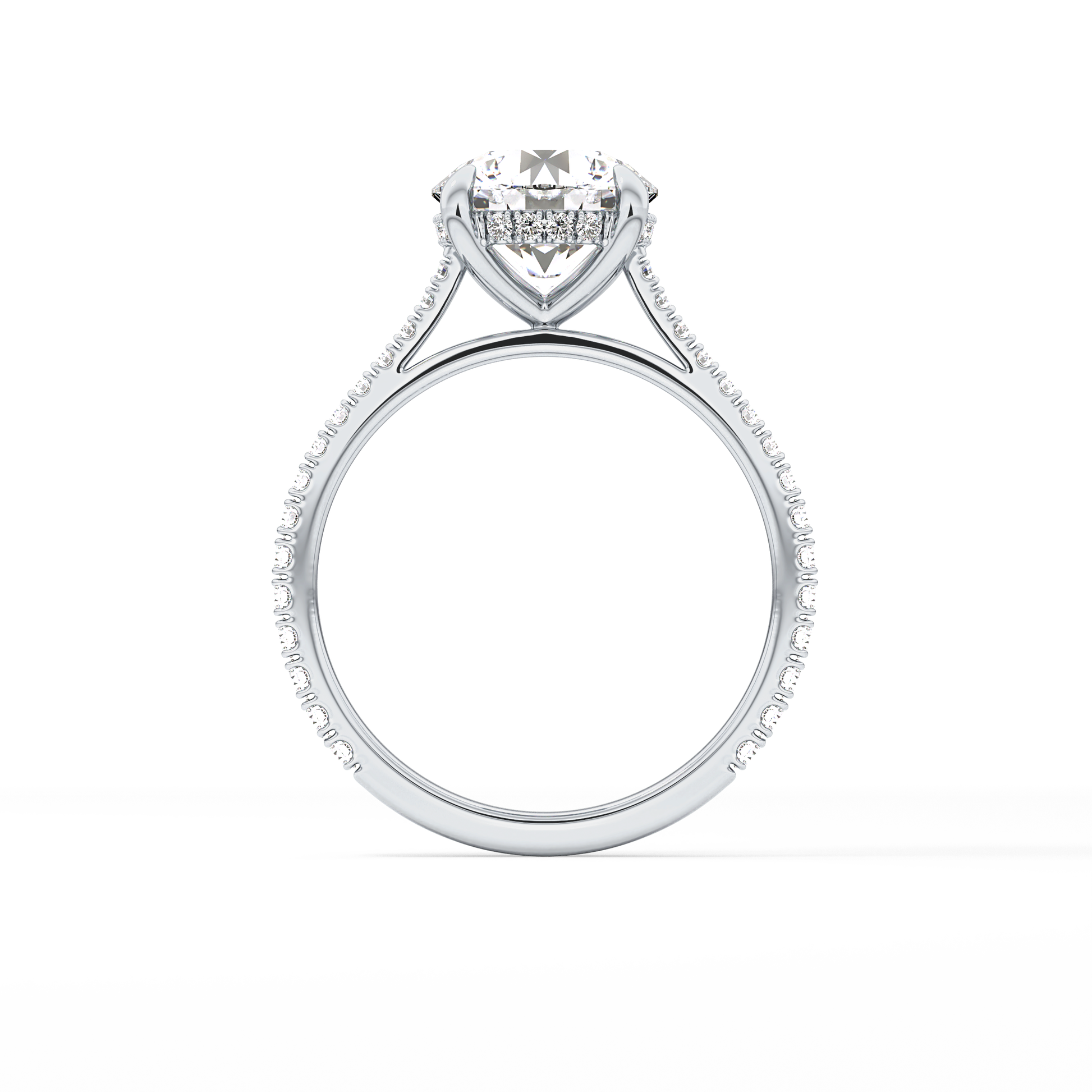 Round Pave Lab Grown Diamond Engagement Ring