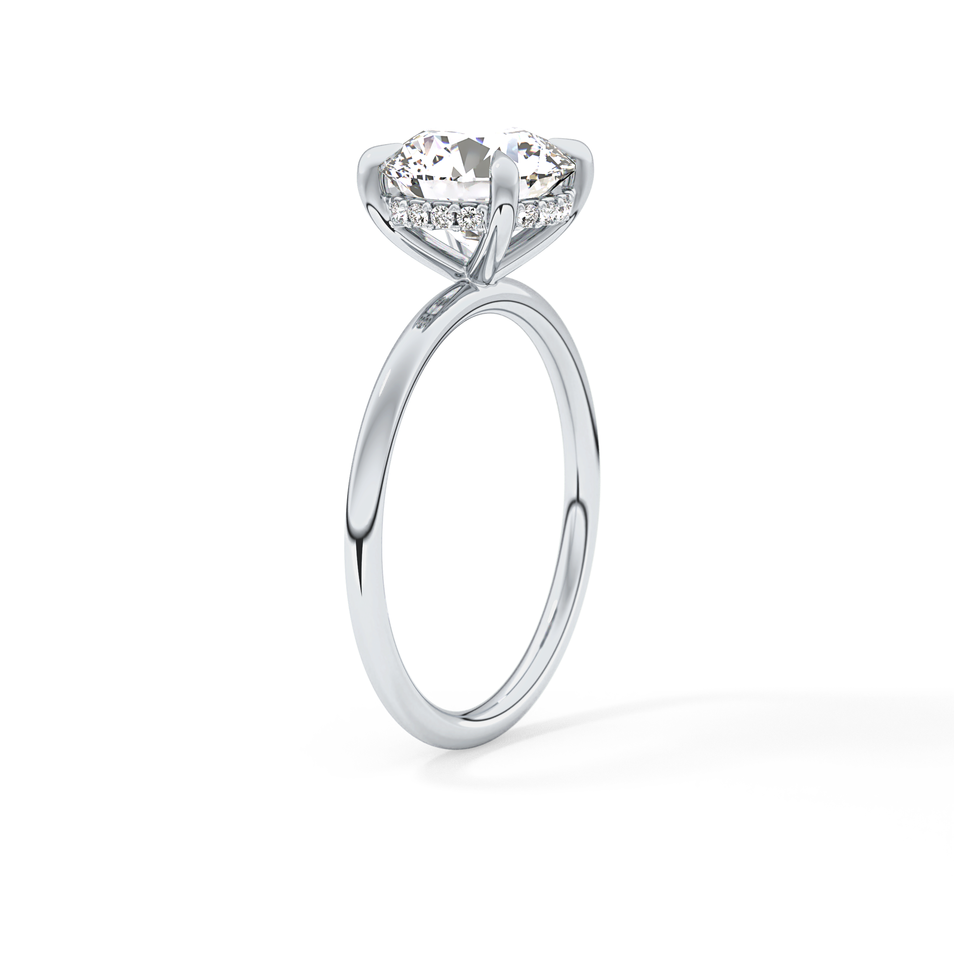 Round Hidden Halo Lab Grown Diamond Engagement Ring