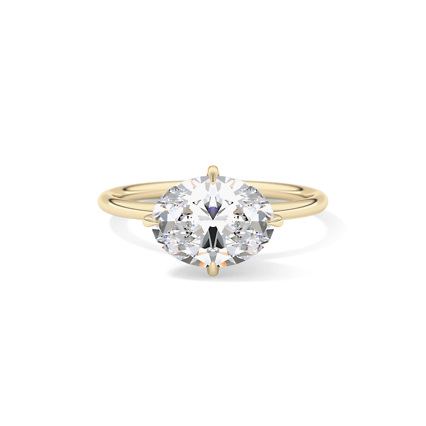 East West Oval Hidden Halo Lab Grown Diamond Engagement Ring