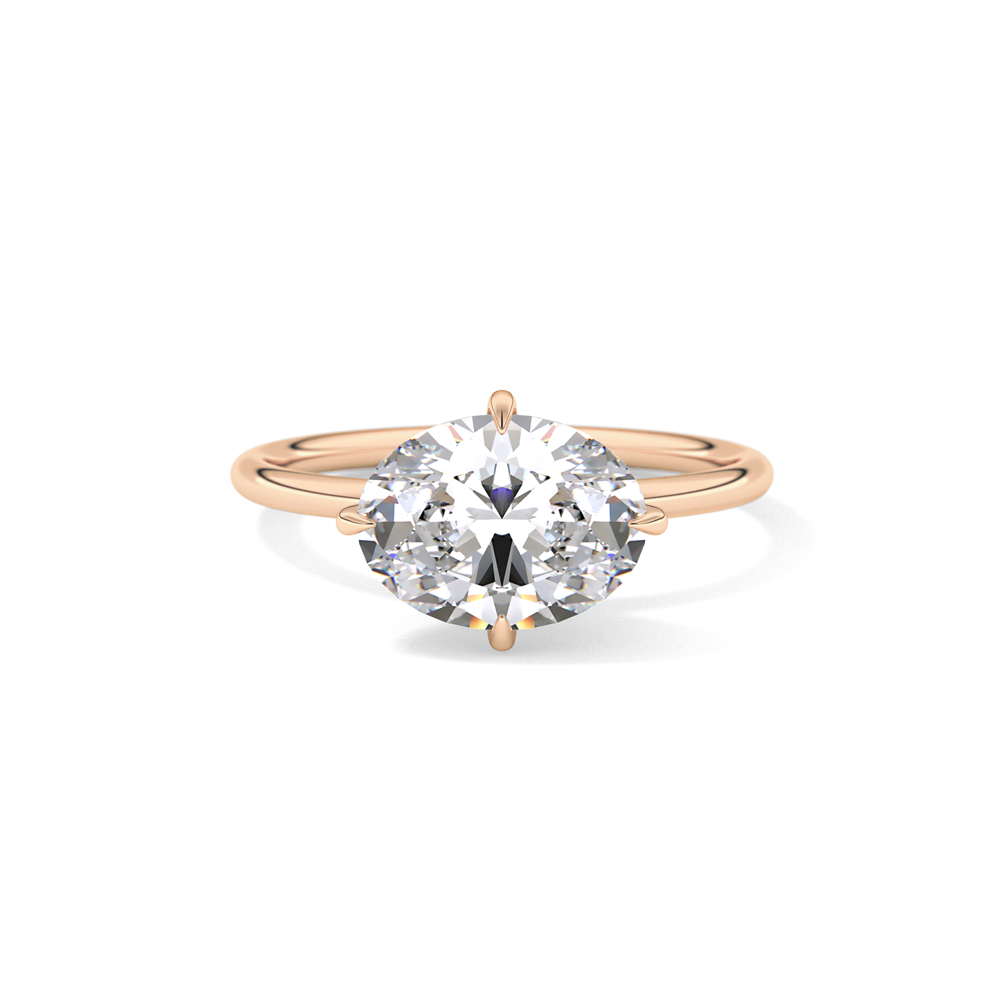 East West Oval Hidden Halo Lab Grown Diamond Engagement Ring
