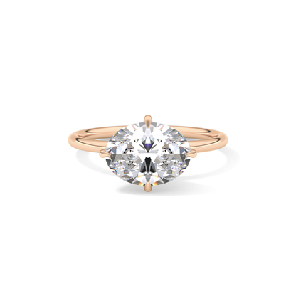 East West Oval Hidden Halo Lab Grown Diamond Engagement Ring