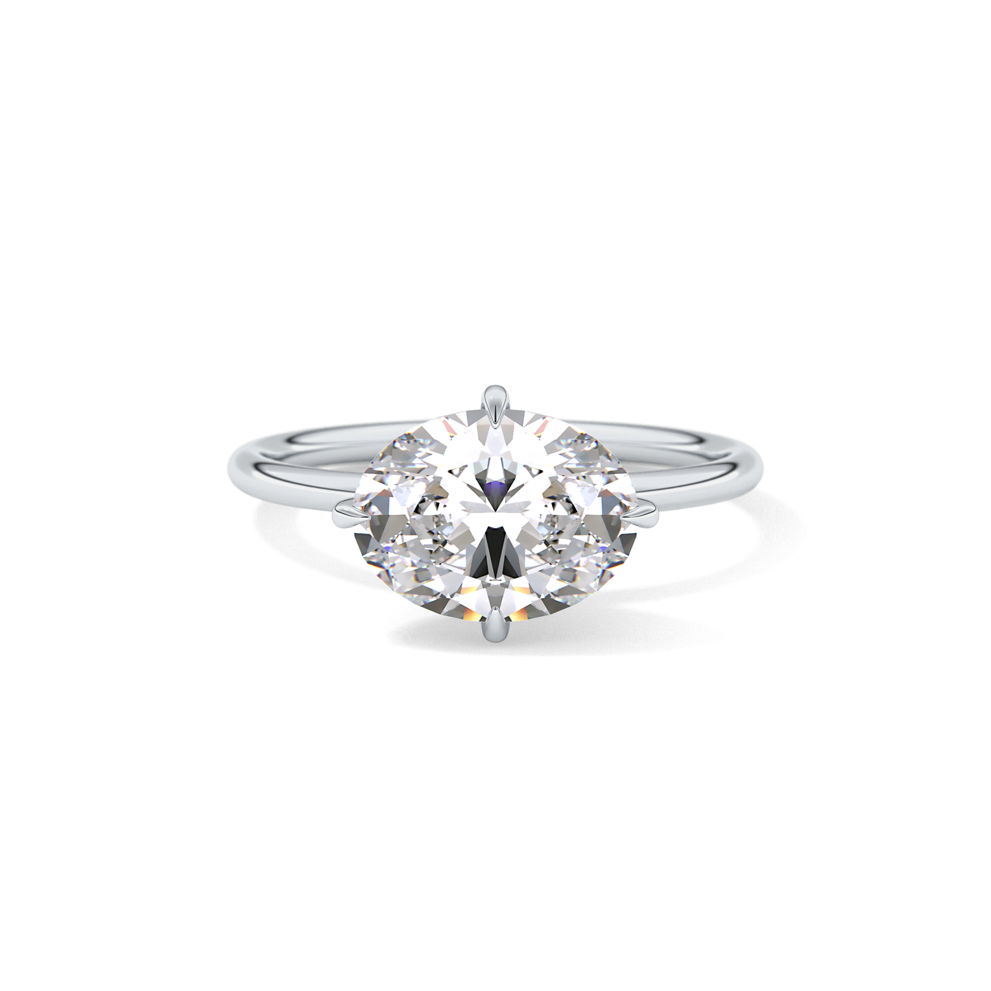 East West Oval Hidden Halo Lab Grown Diamond Engagement Ring