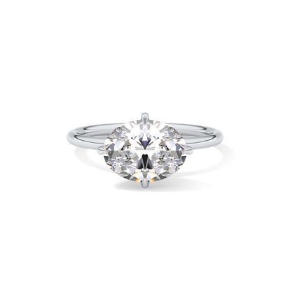 East West Oval Hidden Halo Lab Grown Diamond Engagement Ring