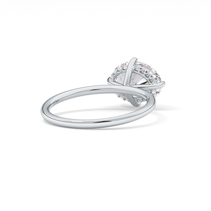 East West Oval Hidden Halo Lab Grown Diamond Engagement Ring