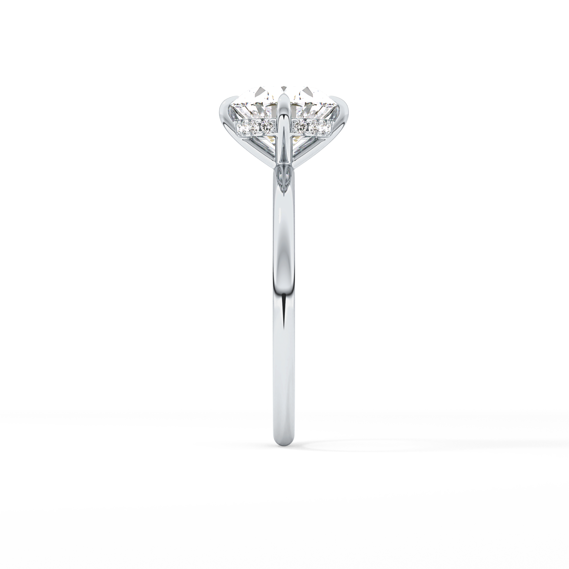 East West Oval Hidden Halo Lab Grown Diamond Engagement Ring
