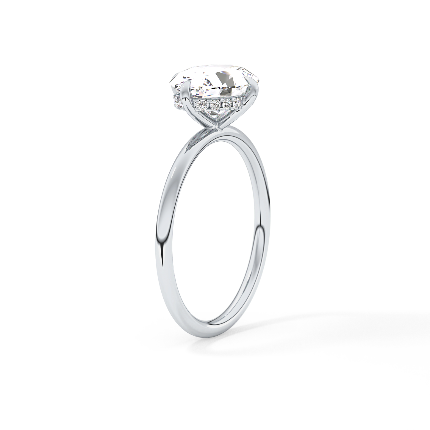 East West Oval Hidden Halo Lab Grown Diamond Engagement Ring