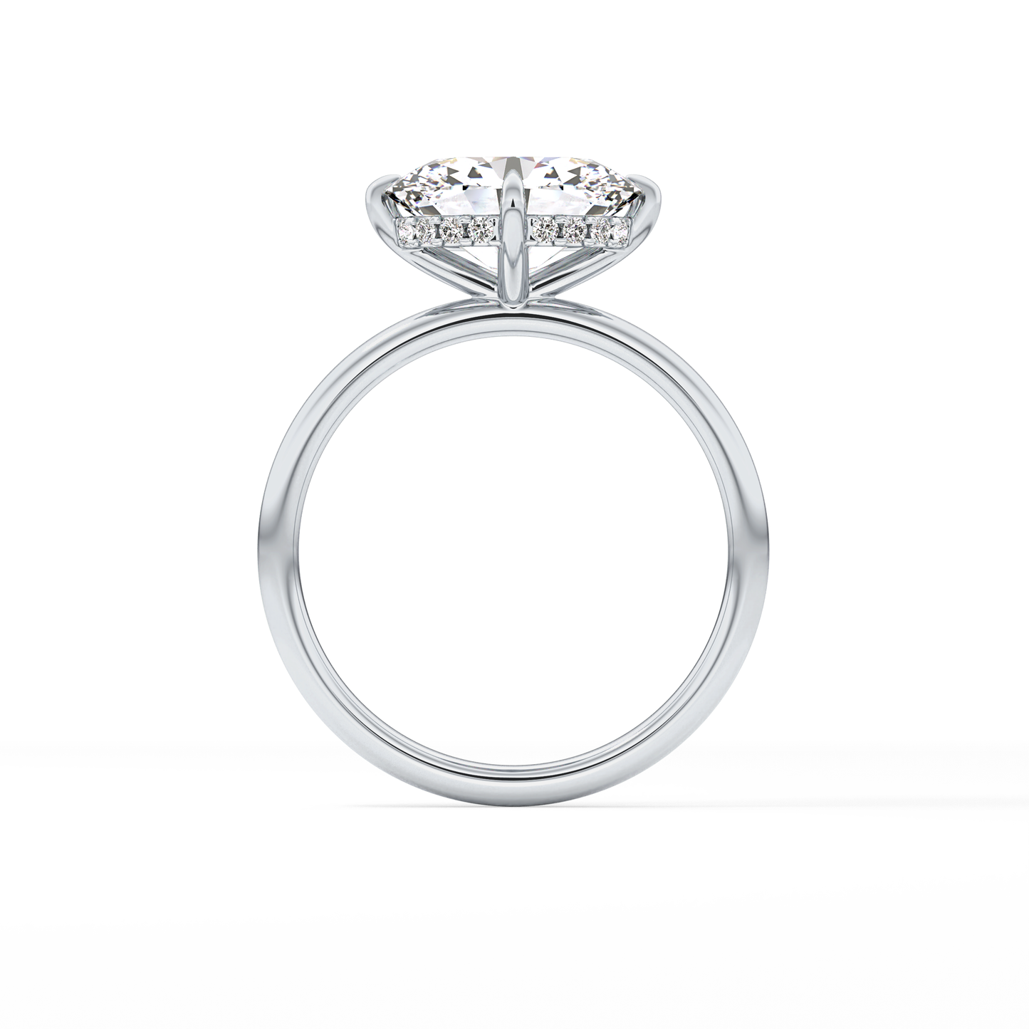 East West Oval Hidden Halo Lab Grown Diamond Engagement Ring