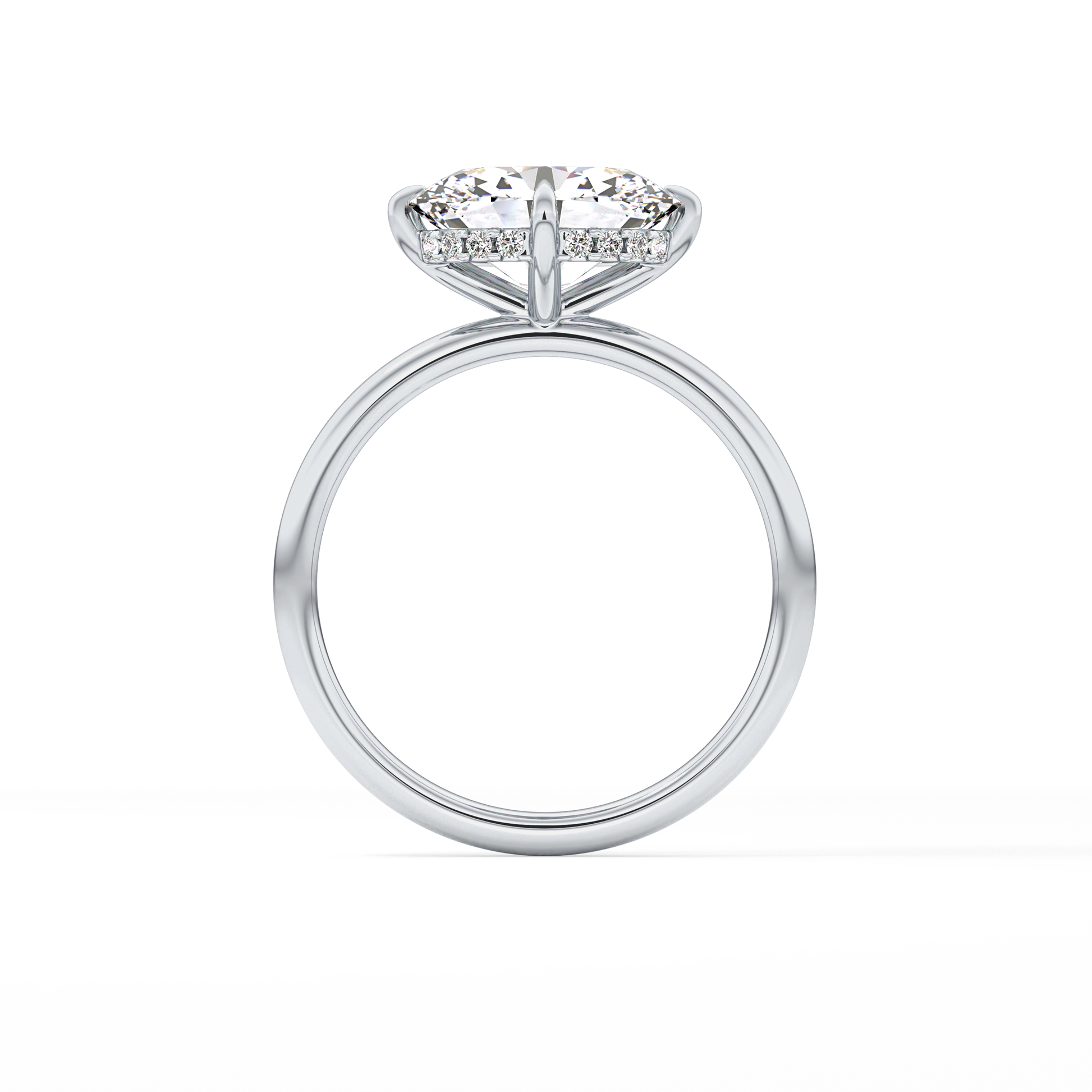 East West Oval Hidden Halo Lab Grown Diamond Engagement Ring