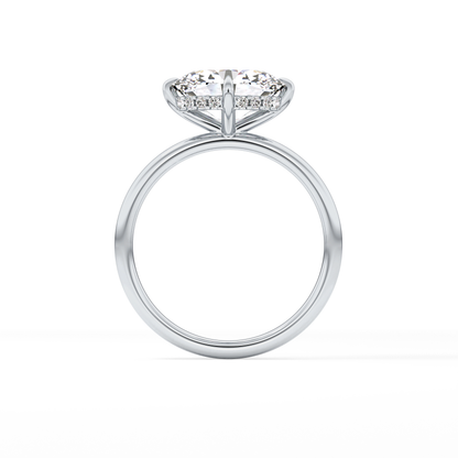 East West Oval Hidden Halo Lab Grown Diamond Engagement Ring